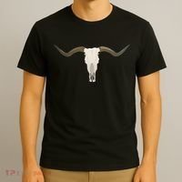 Cow Bull Steer Skull Cattle Longhorn Western T-Shirt thumb 3