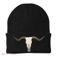 Cow Bull Steer Skull Cattle Longhorn Western Beanie thumb 0