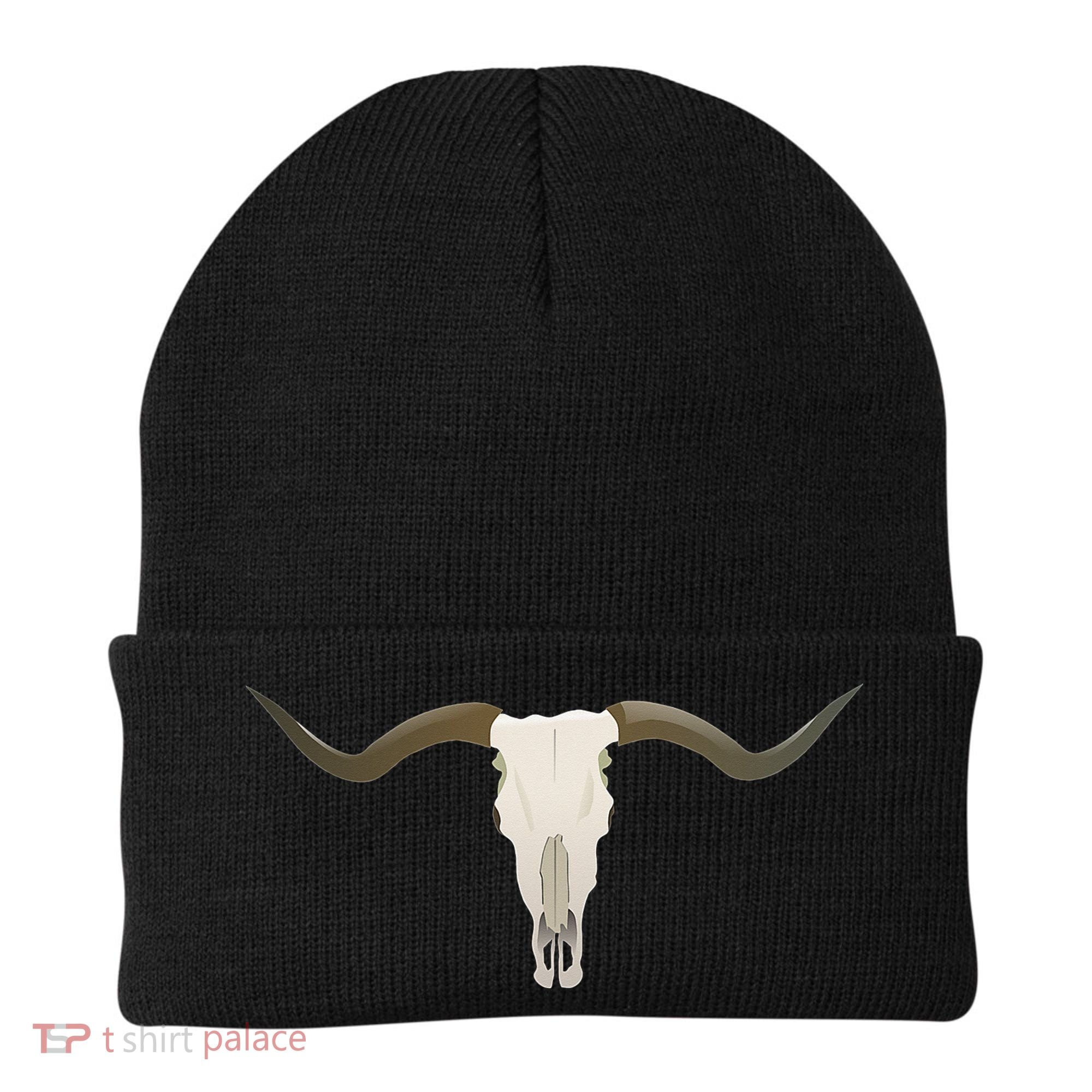 Cow Bull Steer Skull Cattle Longhorn Western Beanie