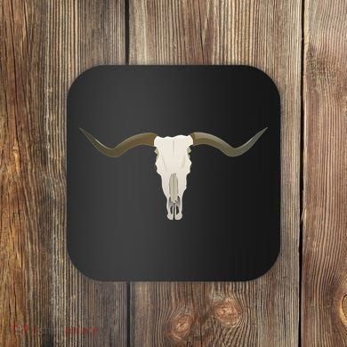 Cow Bull Steer Skull Cattle Longhorn Western Coaster