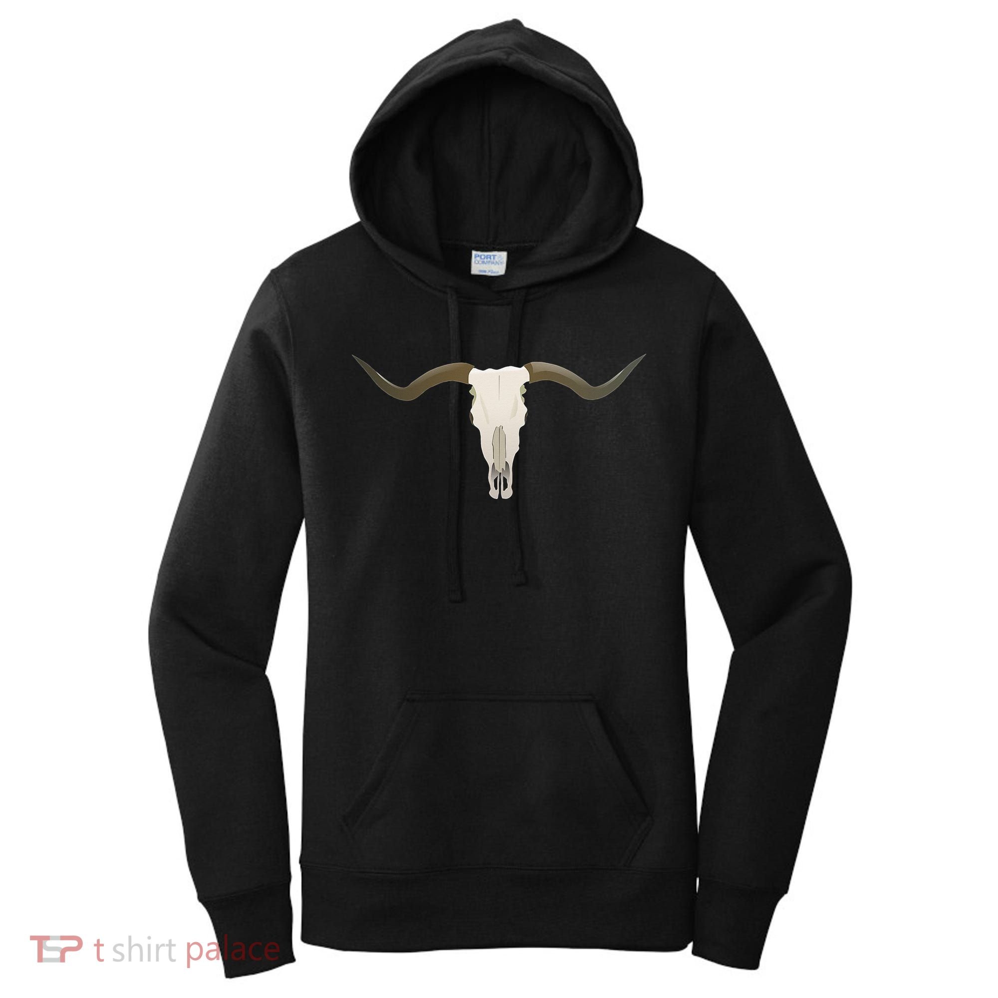 Cow Bull Steer Skull Cattle Longhorn Western Women's Hoodie