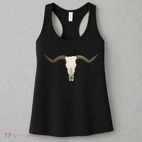 Cow Bull Steer Skull Cattle Longhorn Western Women's Tank Top thumb 3