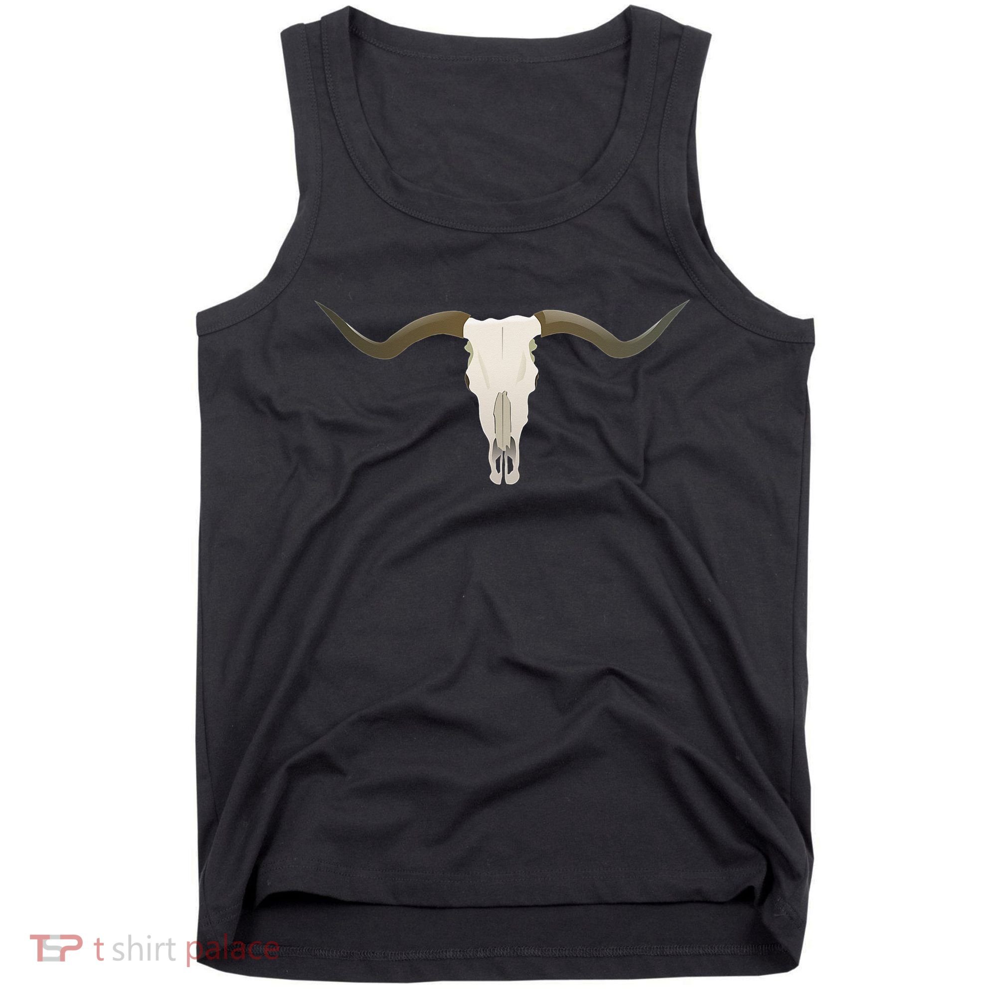 Cow Bull Steer Skull Cattle Longhorn Western Tank Top
