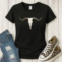Cow Bull Steer Skull Cattle Longhorn Western Women's T-Shirt thumb 3