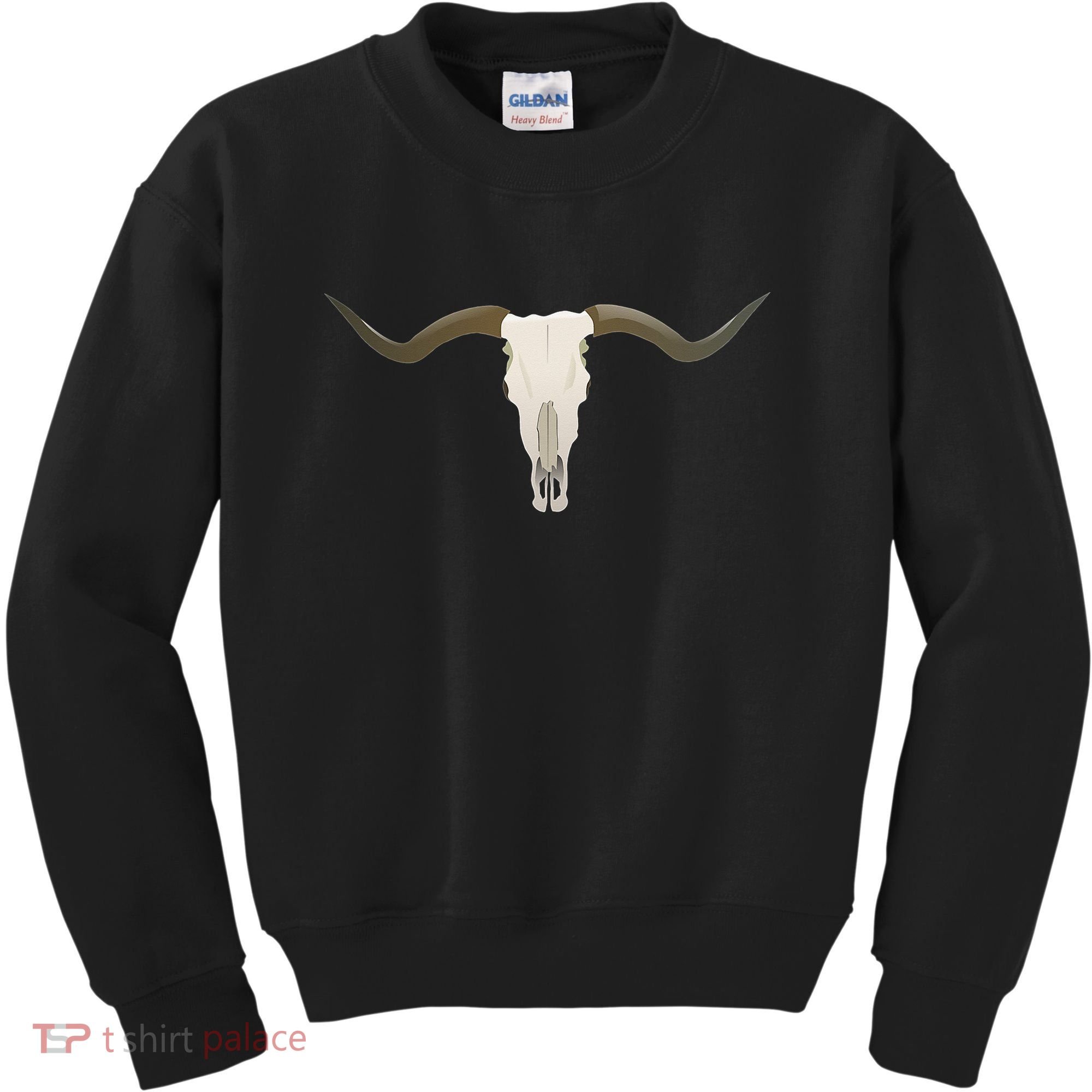 Cow Bull Steer Skull Cattle Longhorn Western Kids Sweatshirt