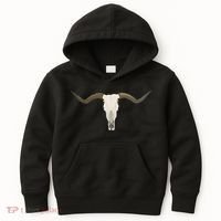 Cow Bull Steer Skull Cattle Longhorn Western Kids Hoodie thumb 0