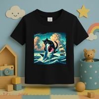 Cat Biting Shark Funny Art And Cat Lover Funny Toddler T-Shirt thumb 3