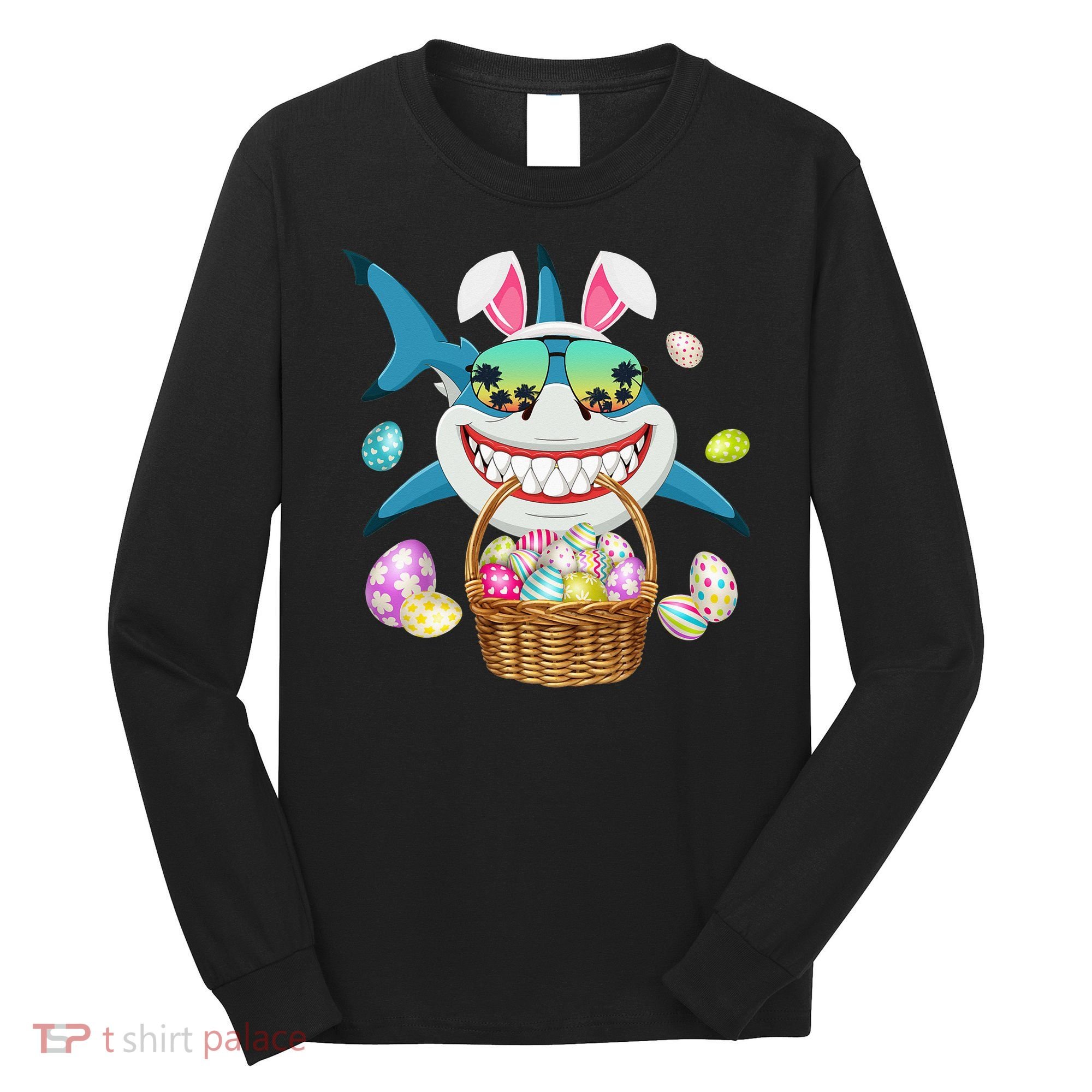 Cute Bunny Shark Easter funny easter day Long Sleeve Shirt