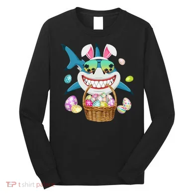 Cute Bunny Shark Easter funny easter day Long Sleeve Shirt