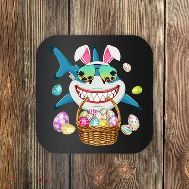 Cute Bunny Shark Easter funny easter day Coaster