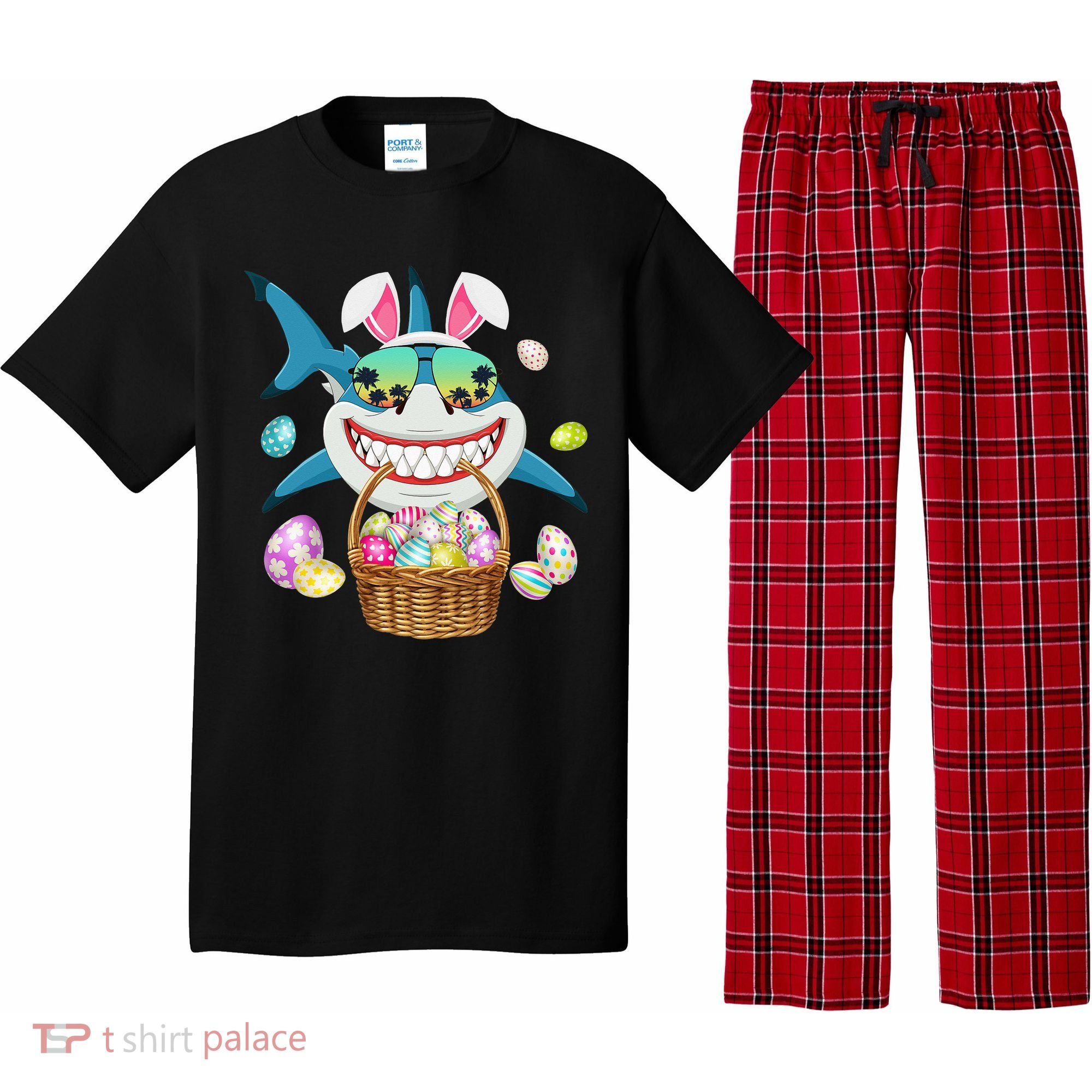 Cute Bunny Shark Easter funny easter day Pajama Set