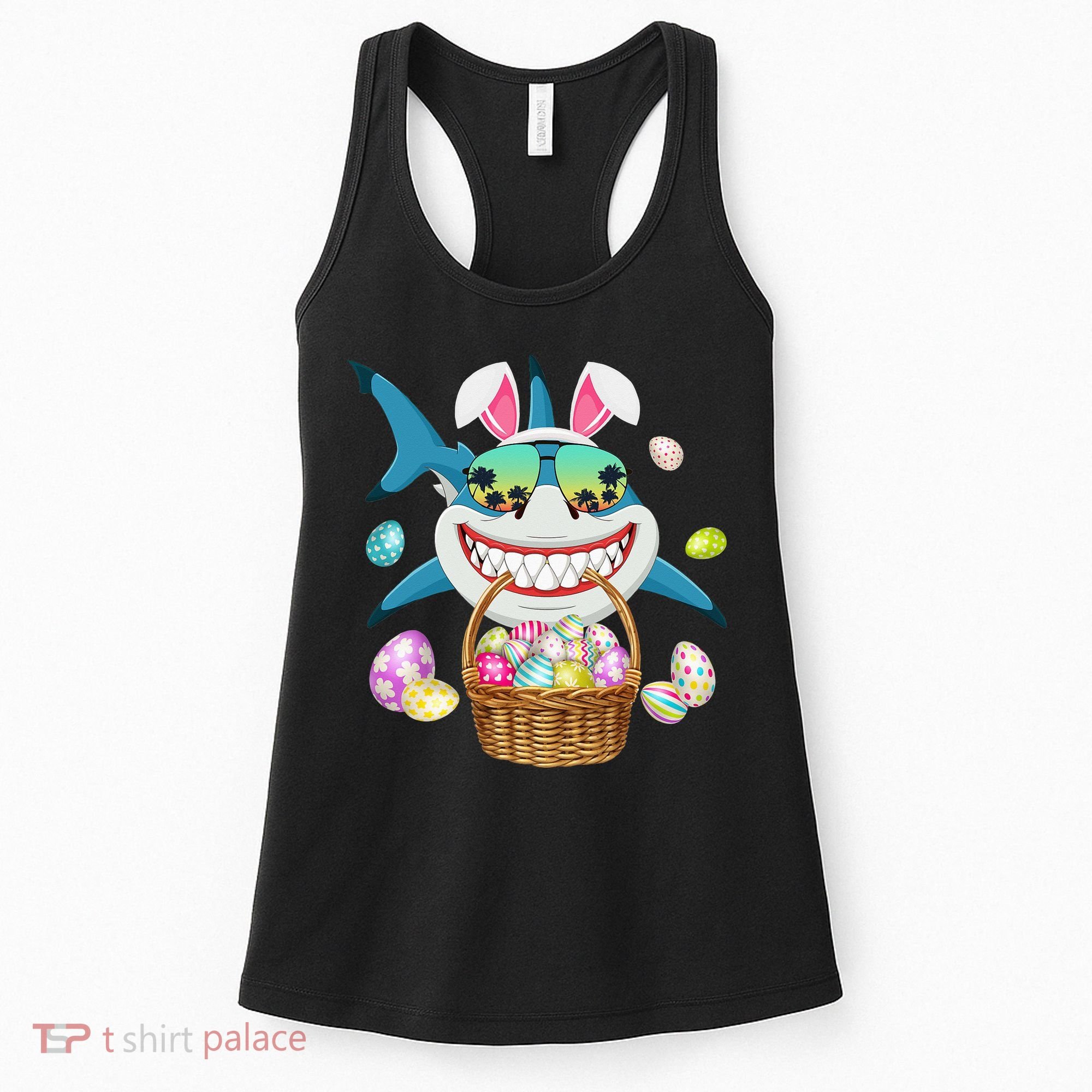 Cute Bunny Shark Easter funny easter day Women's Tank Top
