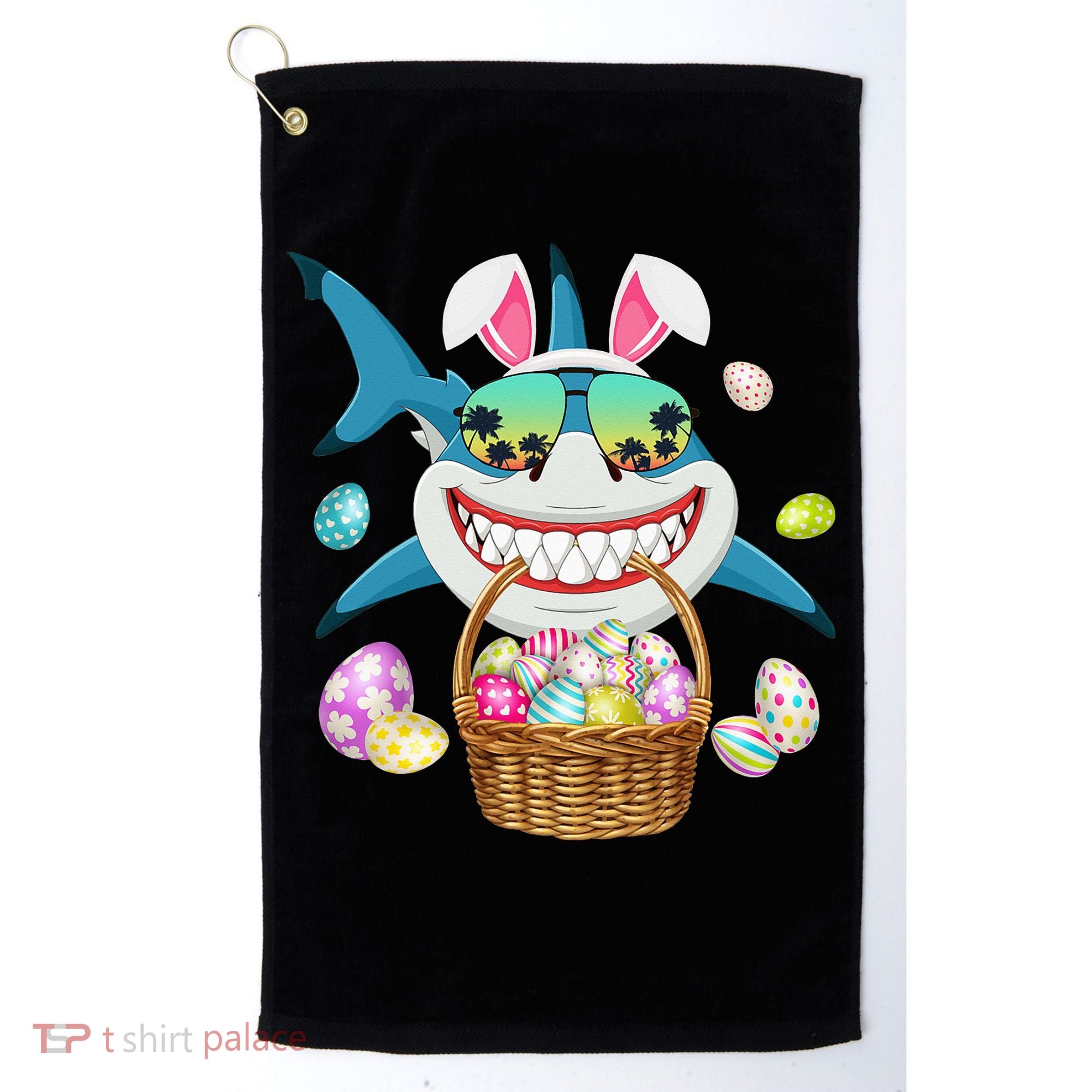 Cute Bunny Shark Easter funny easter day Golf Towel
