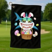 Cute Bunny Shark Easter funny easter day Golf Towel thumb 1