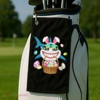 Cute Bunny Shark Easter funny easter day Golf Towel thumb 2