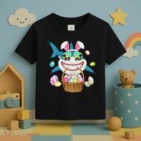 Cute Bunny Shark Easter funny easter day Toddler T-Shirt thumb 3