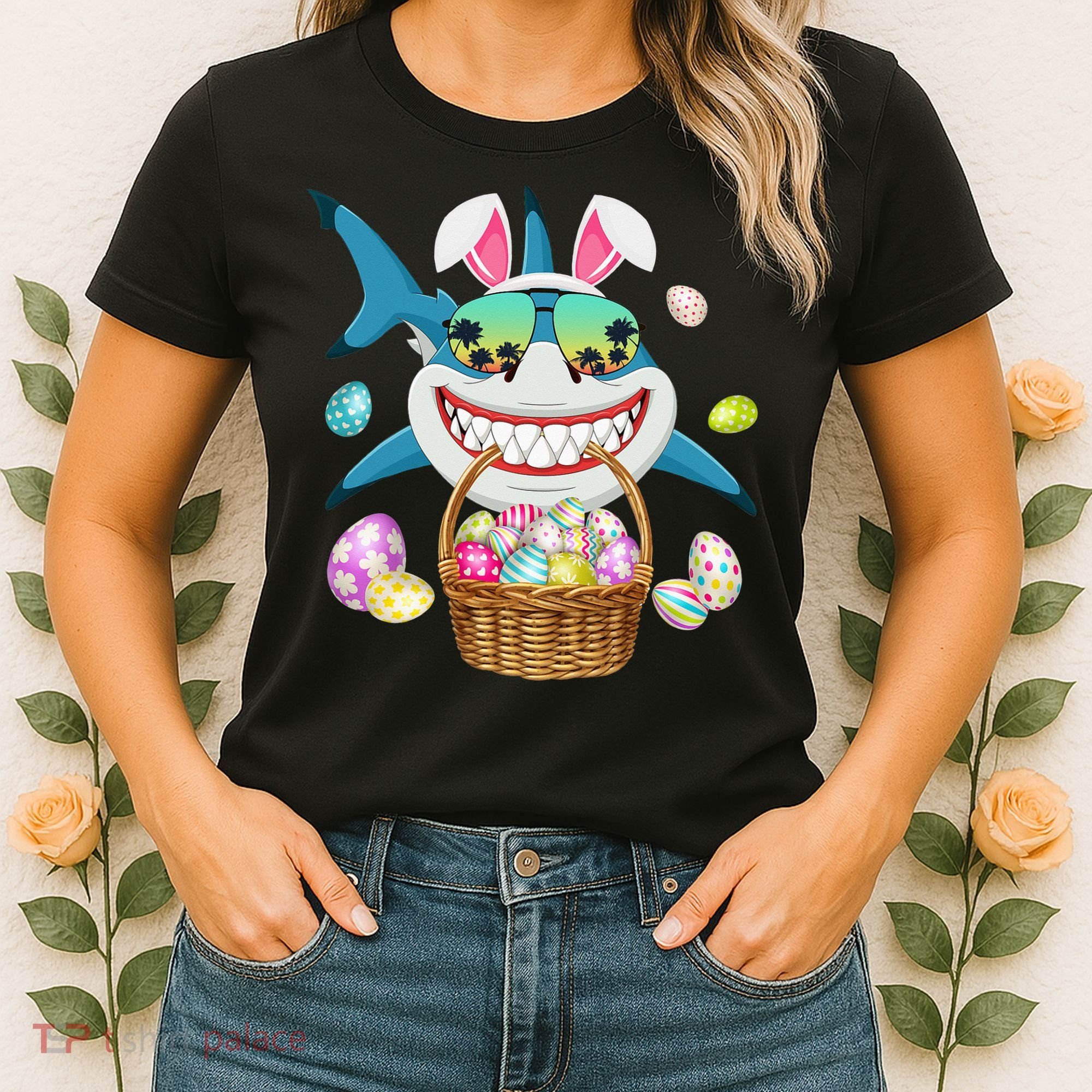 Cute Bunny Shark Easter funny easter day Women's T-Shirt