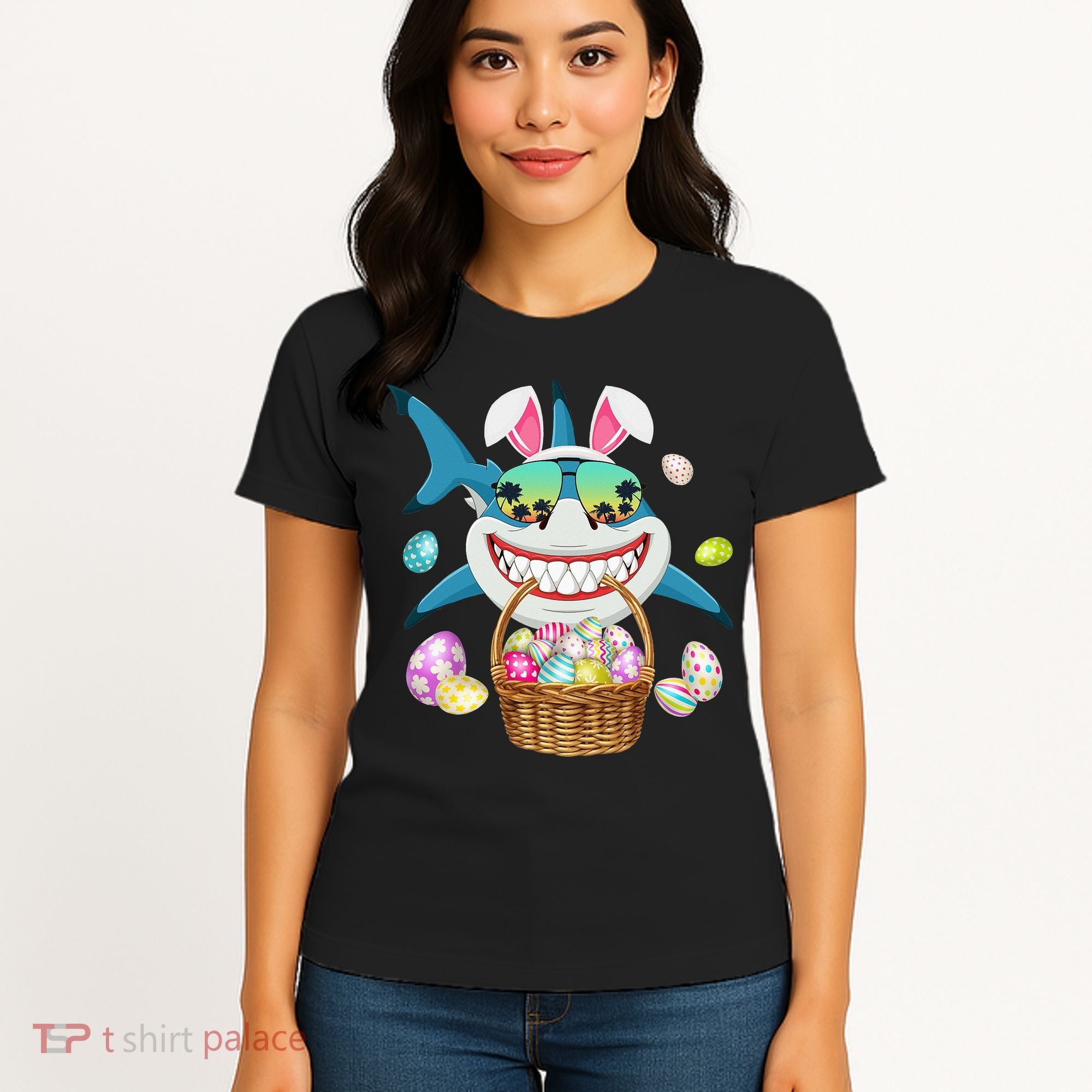Cute Bunny Shark Easter funny easter day Women's T-Shirt