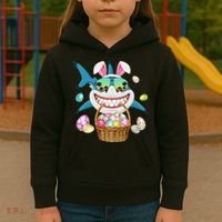 Cute Bunny Shark Easter funny easter day Kids Hoodie thumb 3