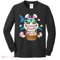 Cute Bunny Shark Easter funny easter day Kids Long Sleeve Shirt thumb 0