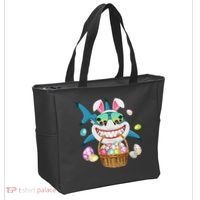 Cute Bunny Shark Easter funny easter day Tote Bag thumb 2