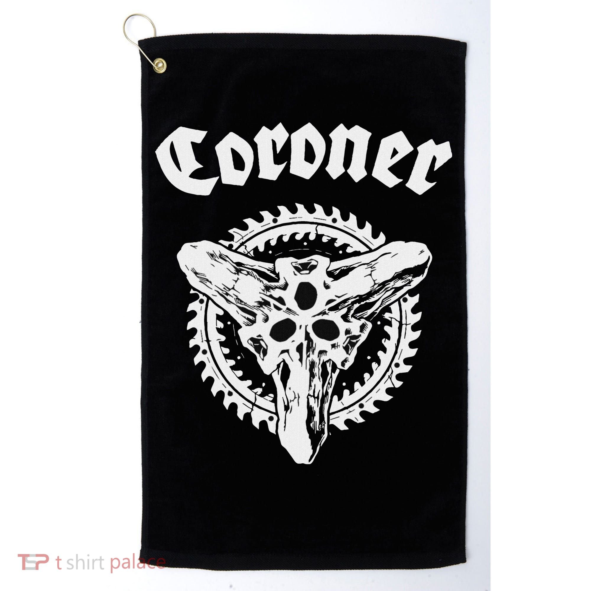 Coroner Band  Small Black Golf Towel