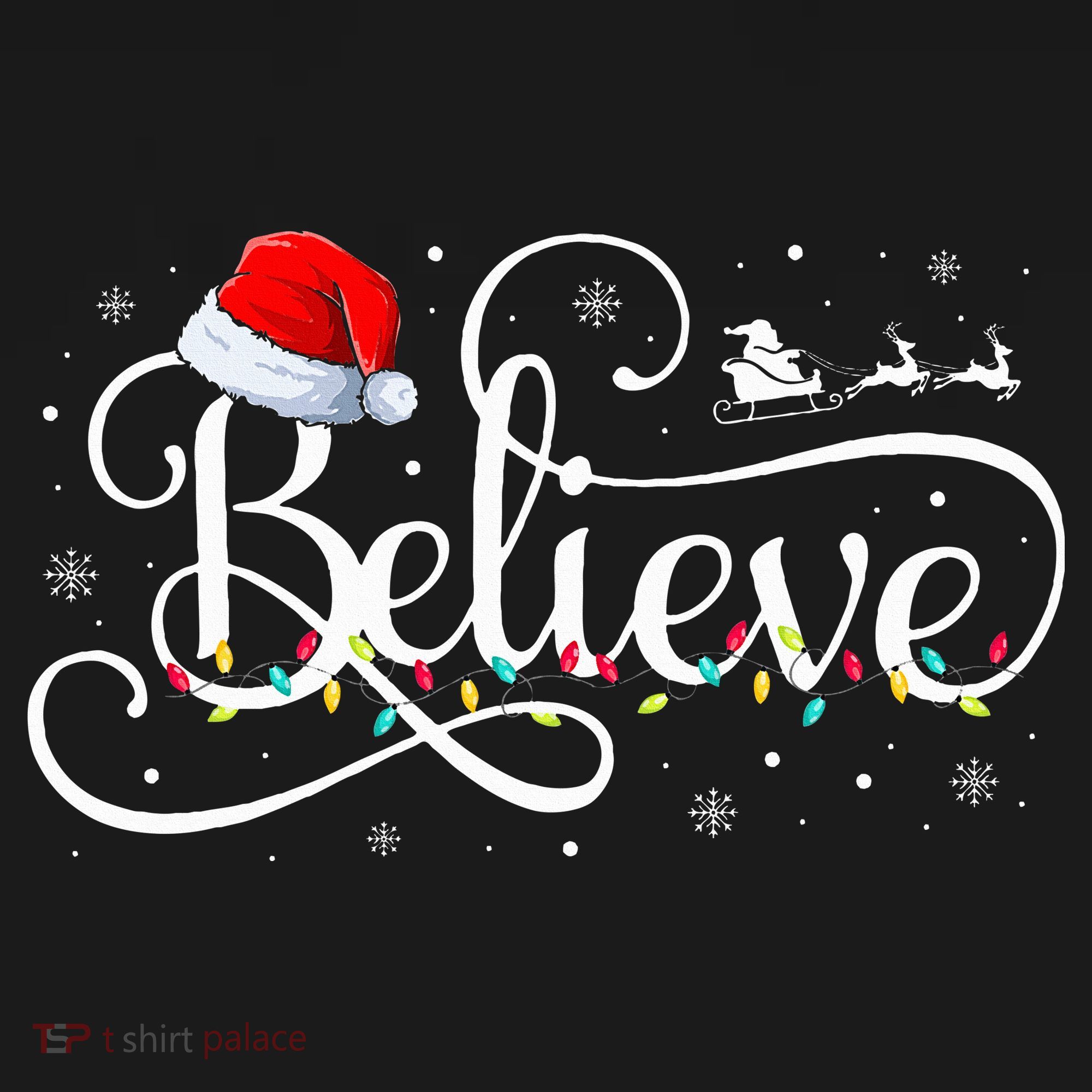 Christmas Believe Santa Claus Funny Family Matching Women's Tank Top