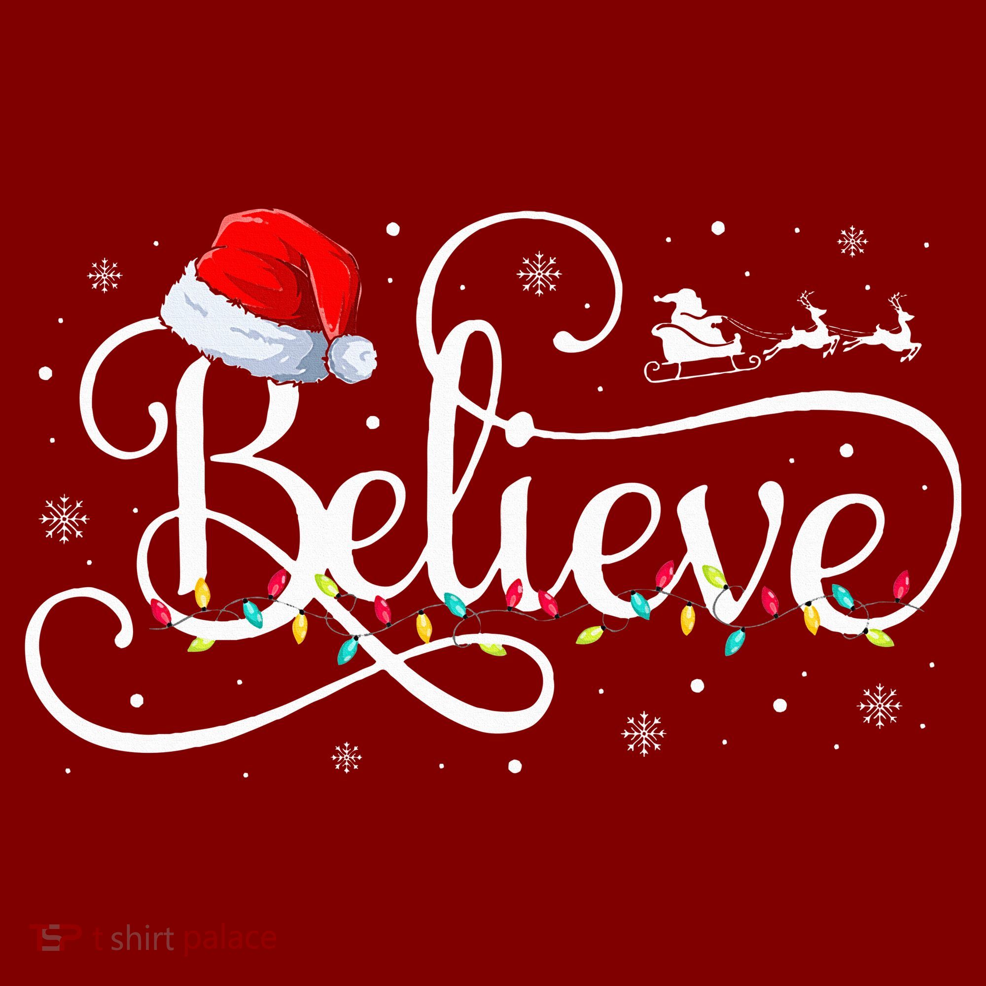 Christmas Believe Santa Claus Funny Family Matching T-Shirt