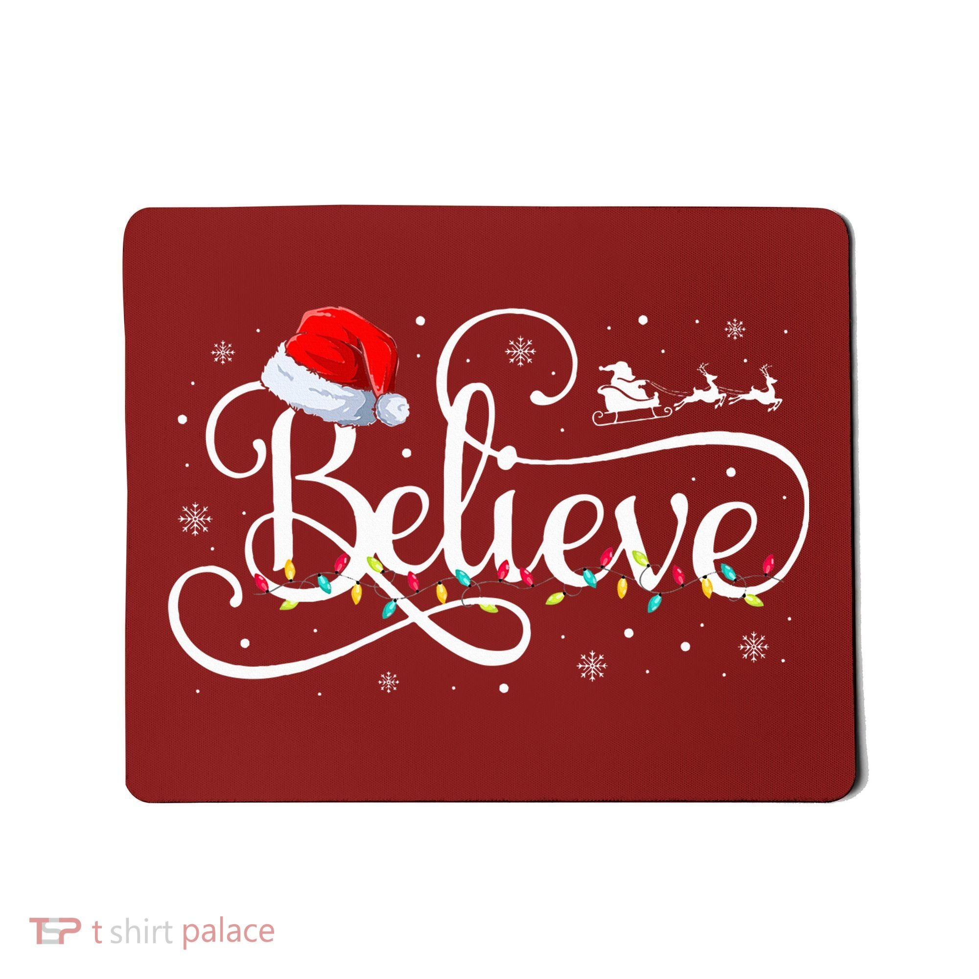 Christmas Believe Santa Claus Funny Family Matching Mousepad