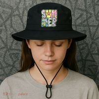 Coquette Bow Summer Vibes Preppy Checkered Funny Beach Life Bucket Hat thumb 3
