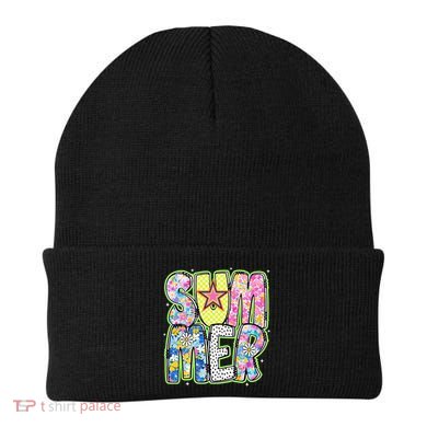 Coquette Bow Summer Vibes Preppy Checkered Funny Beach Life Beanie