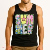 Coquette Bow Summer Vibes Preppy Checkered Funny Beach Life Tank Top thumb 3