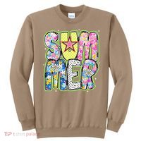 Coquette Bow Summer Vibes Preppy Checkered Funny Beach Life Sweatshirt thumb 0