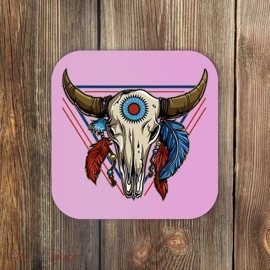 Classic Buffalo Skull Native American Tribe Totem Coaster