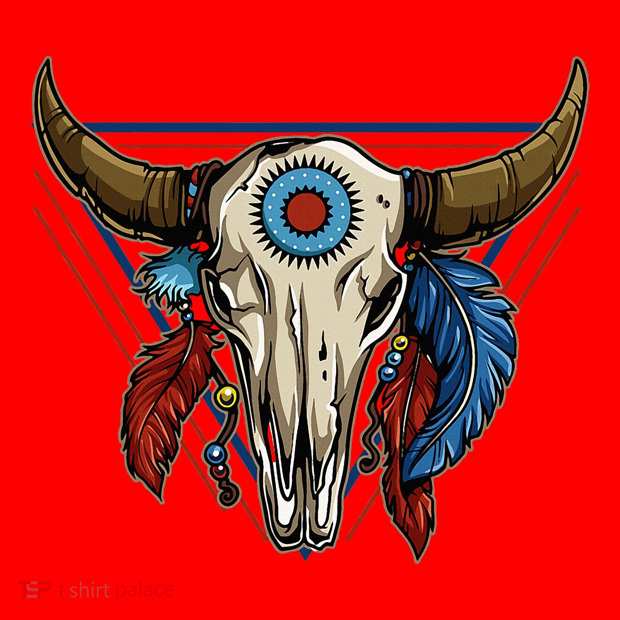 Classic Buffalo Skull Native American Tribe Totem Santa Hat