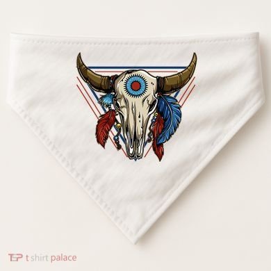 Classic Buffalo Skull Native American Tribe Totem USA-Made Doggie Bandana