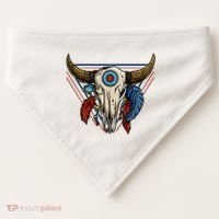 Classic Buffalo Skull Native American Tribe Totem USA-Made Doggie Bandana thumb 0