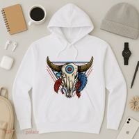 Classic Buffalo Skull Native American Tribe Totem Hoodie thumb 3