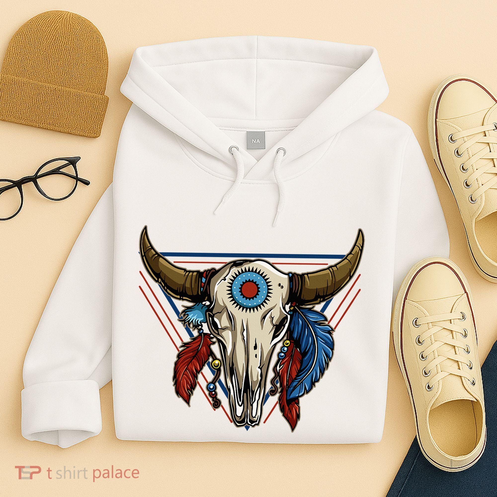 Classic Buffalo Skull Native American Tribe Totem Hoodie