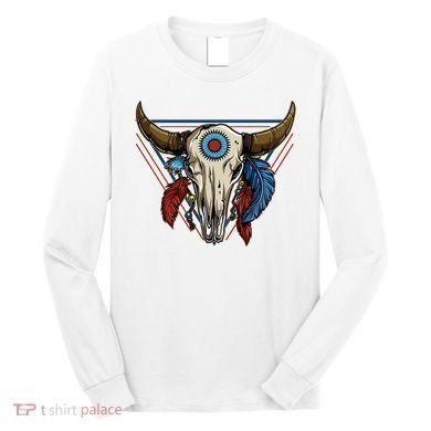 Classic Buffalo Skull Native American Tribe Totem Long Sleeve Shirt