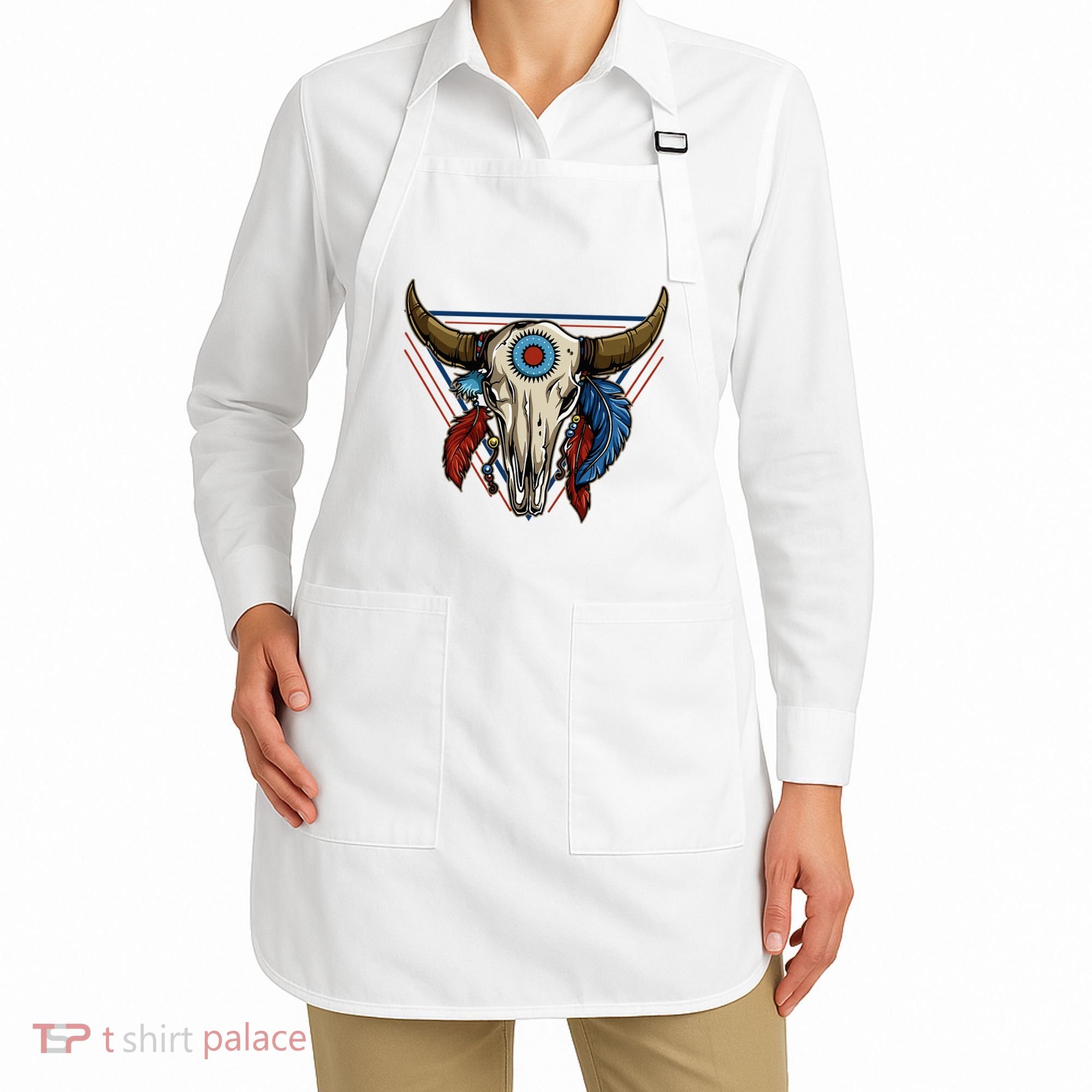Classic Buffalo Skull Native American Tribe Totem Apron