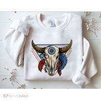 Classic Buffalo Skull Native American Tribe Totem Sweatshirt thumb 2