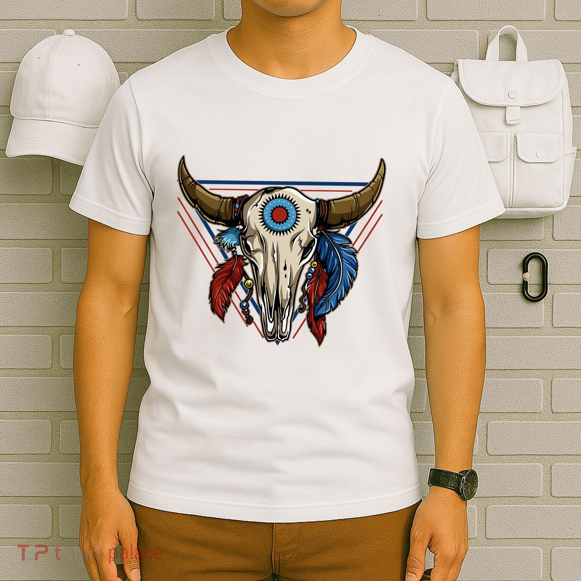 Classic Buffalo Skull Native American Tribe Totem T-Shirt