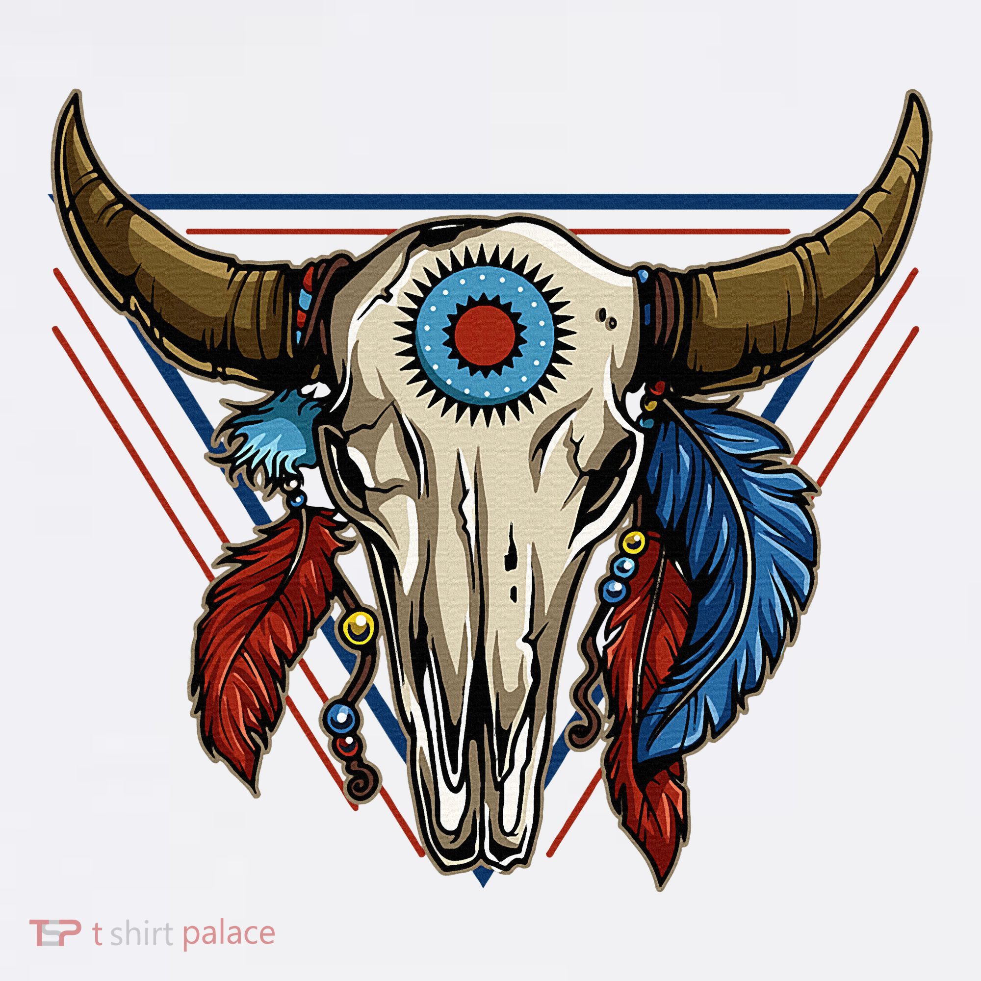 Classic Buffalo Skull Native American Tribe Totem T-Shirt
