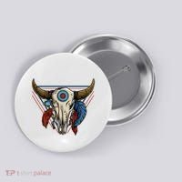 Classic Buffalo Skull Native American Tribe Totem Button thumb 0