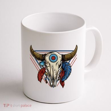 Classic Buffalo Skull Native American Tribe Totem Coffee Mug back