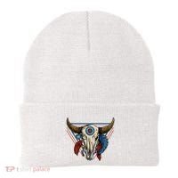 Classic Buffalo Skull Native American Tribe Totem Beanie thumb 0