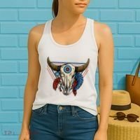 Classic Buffalo Skull Native American Tribe Totem Women's Tank Top thumb 2