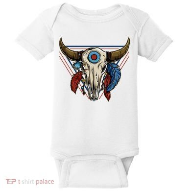Classic Buffalo Skull Native American Tribe Totem Baby Bodysuit