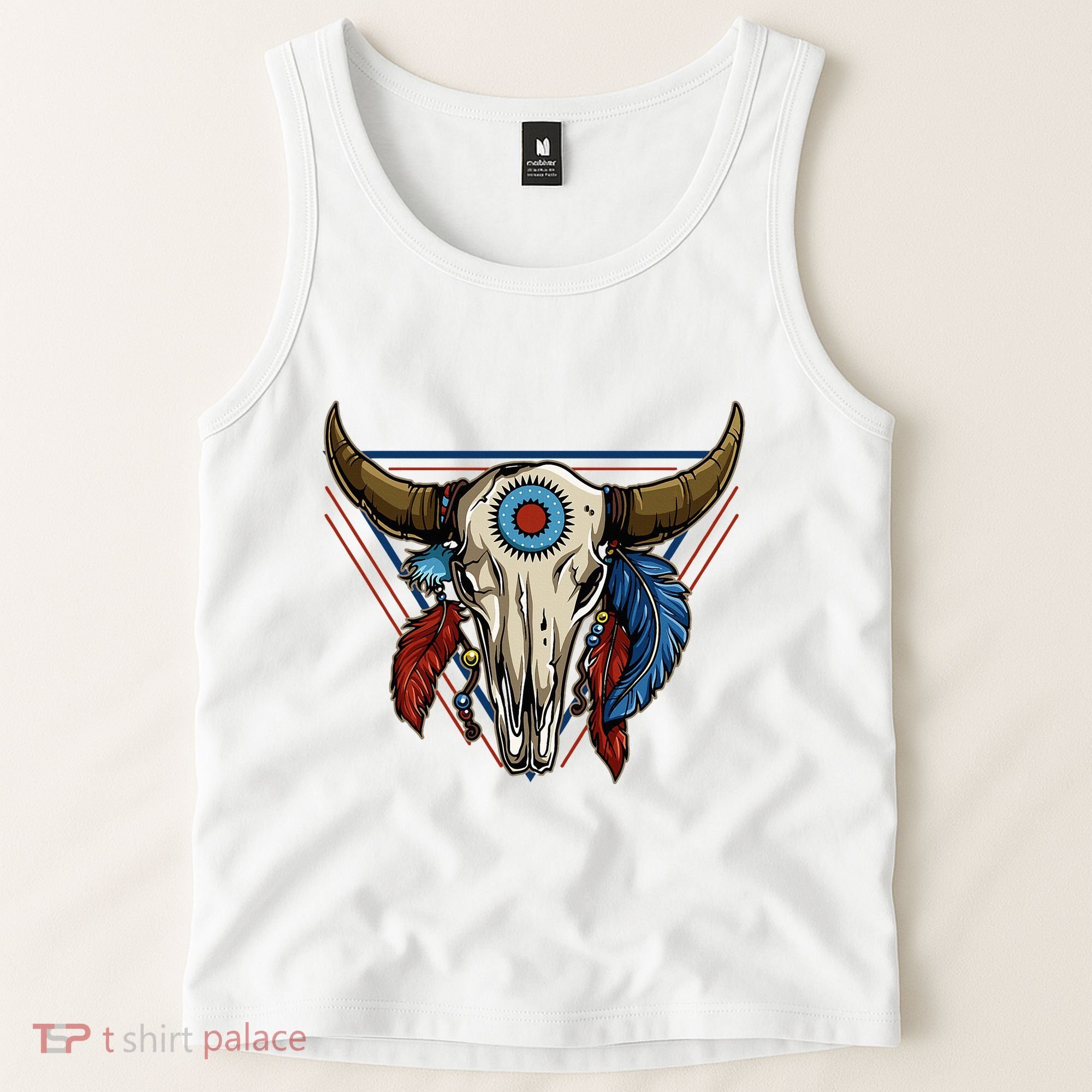 Classic Buffalo Skull Native American Tribe Totem Tank Top